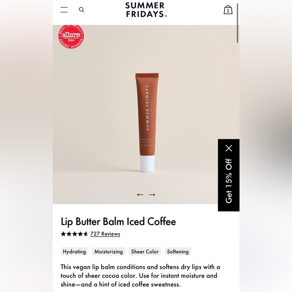 Summer Fridays Lip Butter Balm, Iced Coffee.